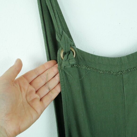 Natural Life Medium Overalls Carly Jumpsuit Linen Blend Olive Green Relaxed Boho - Picture 2 of 7